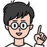 指を立てて説明する松本博樹のイラスト